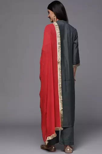 Women Ethnic Motifs Embroidered Kurta with Trousers & Dupatta
