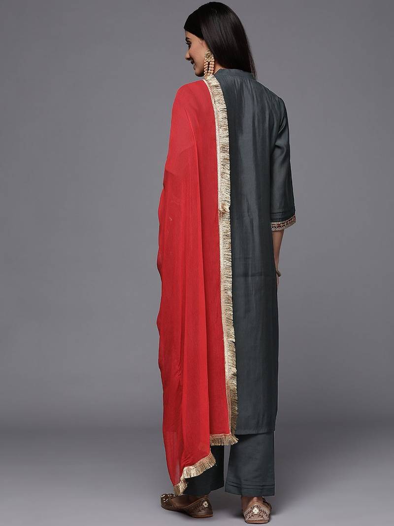 Women Ethnic Motifs Embroidered Kurta with Trousers & Dupatta