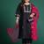 Plus Size Black Embroidered Straight Kurta Trousers With Dupatta Set