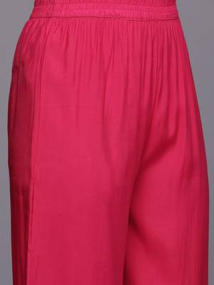 Ethnic Motifs Embroidered Zari Panelled Kurta With Palazzos & Dupatta 4