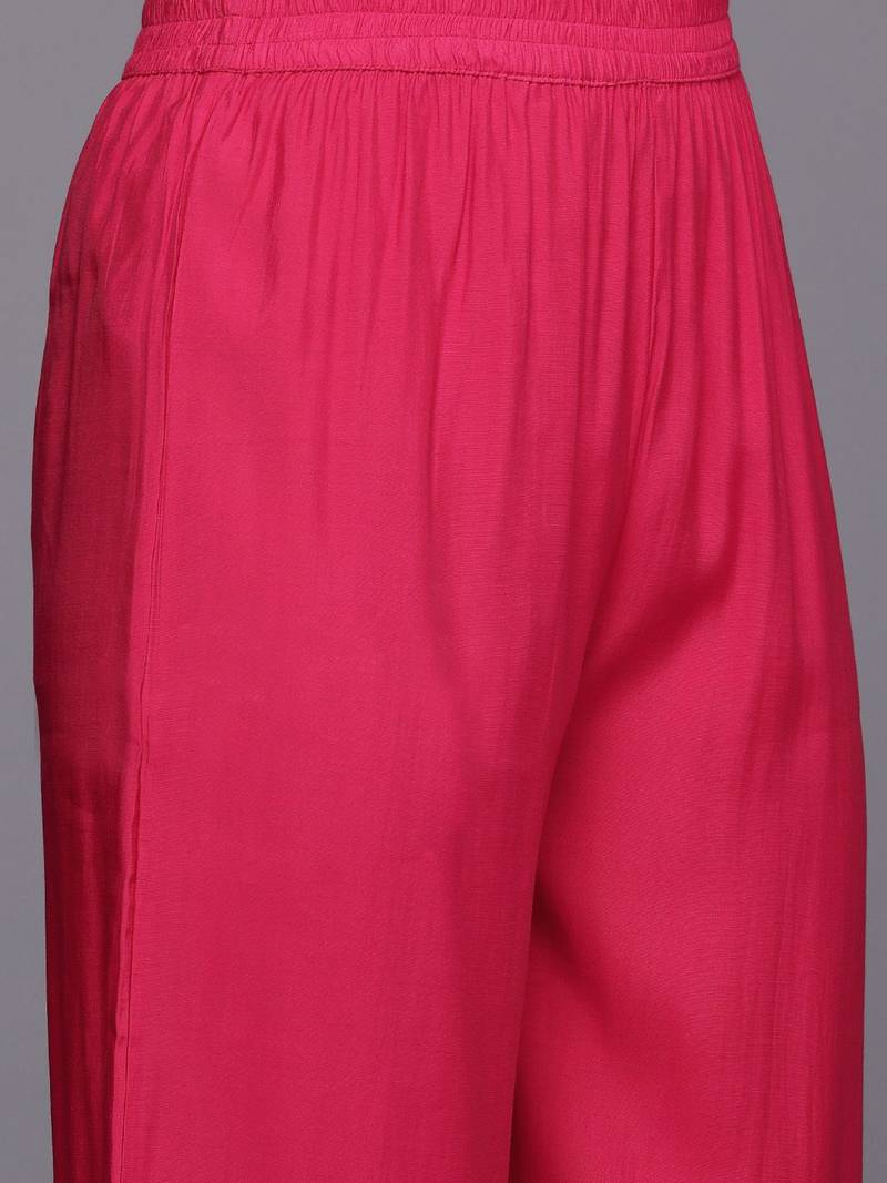 Ethnic Motifs Embroidered Zari Panelled Kurta With Palazzos & Dupatta