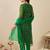 Bandhani Printed Thread Work Georgette Straight Kurta With Trousers & Dupatta