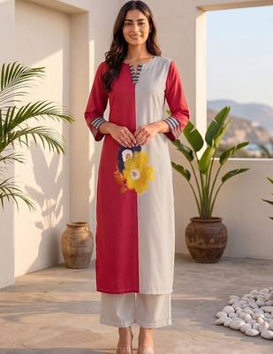 Colourblocked Regular Kurta with Palazzos 1