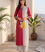 Colourblocked Regular Kurta with Palazzos
