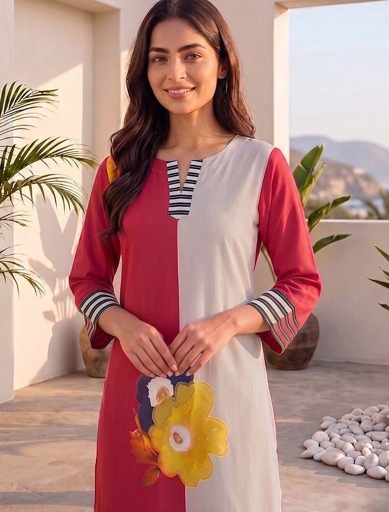 Colourblocked Regular Kurta with Palazzos