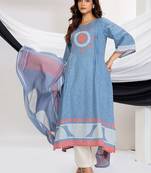 Women Printed Regular Kurta with Trousers & With Dupatta
