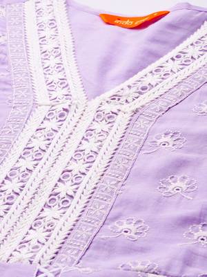 Ethnic Motifs Embroidered Thread Work  Cotton Kurta With Trousers & Dupatta 2