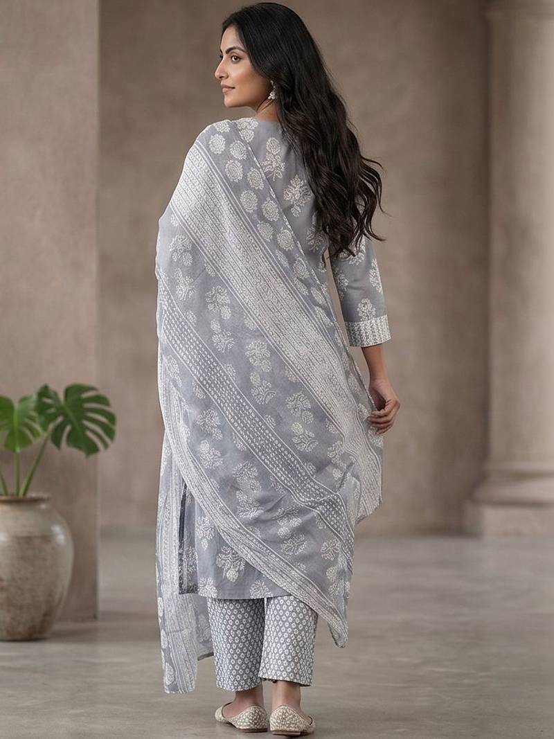 Women Ethnic Motifs Printed Regular Kurta with Trousers & With Dupatta