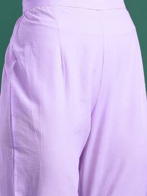 Ethnic Motifs Embroidered Thread Work  Cotton Kurta With Trousers & Dupatta 3