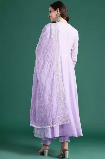 Ethnic Motifs Embroidered Thread Work Pure Cotton Kurta With Trousers & Dupatta