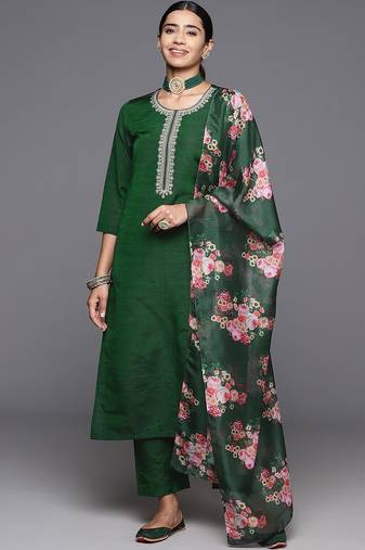 Women Ethnic Motifs Embroidered Regular Kurta with Trousers & Dupatta