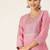 Women Pink Embroidered Mirror Work Kurta with Trousers