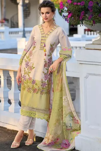Women Floral Embroidered Regular Mirror Work Kurta with Trousers & Dupatta
