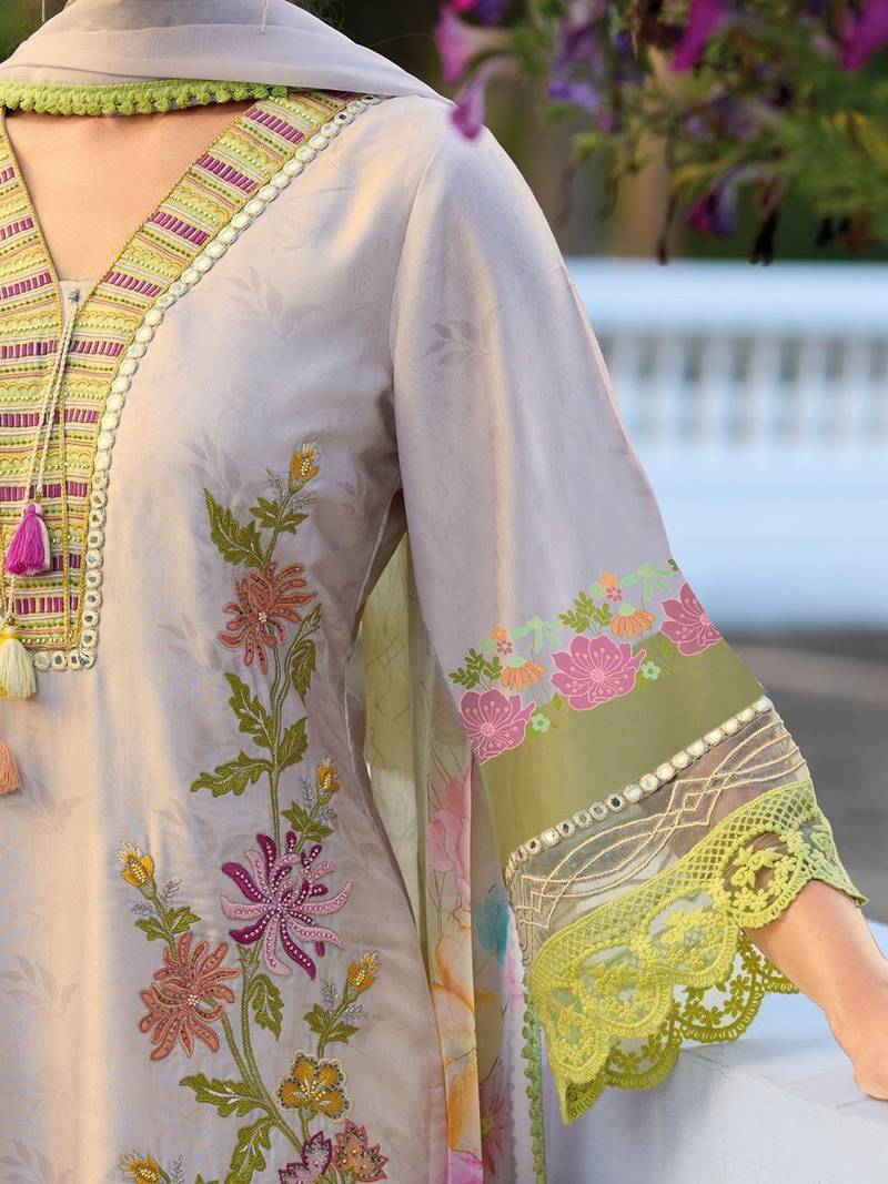 Women Floral Embroidered Regular Mirror Work Kurta with Trousers & Dupatta