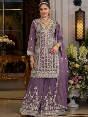 Women Ethnic Motifs Embroidered Regular Thread Work Kurta & Sharara With Dupatta 1