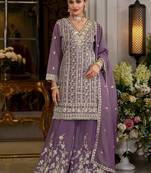 Women Ethnic Motifs Embroidered Regular Thread Work Kurta & Sharara With Dupatta