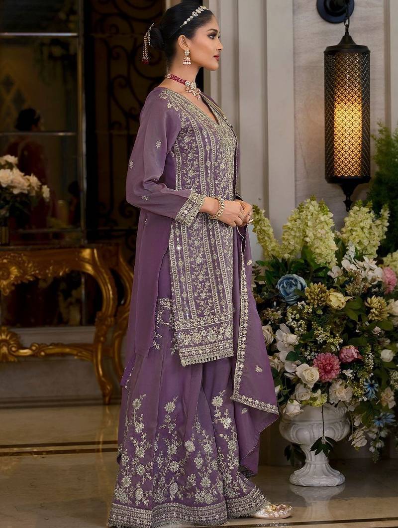 Women Ethnic Motifs Embroidered Regular Thread Work Kurta & Sharara With Dupatta