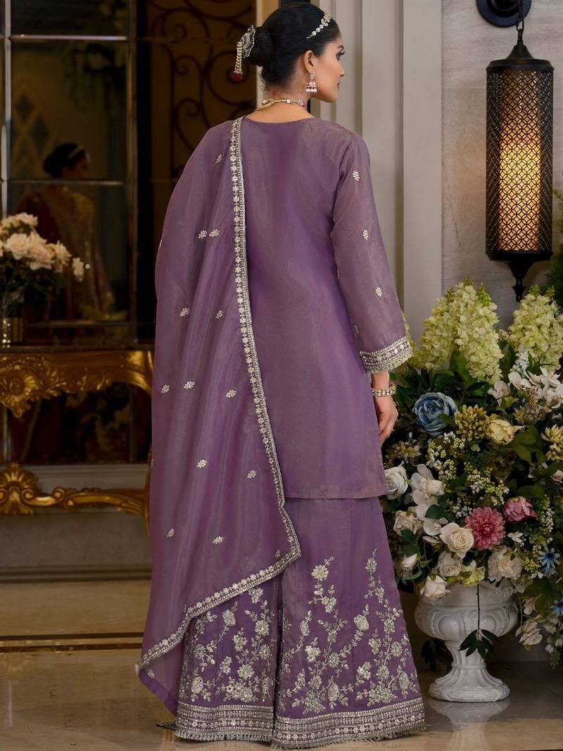 Women Ethnic Motifs Embroidered Regular Thread Work Kurta & Sharara With Dupatta