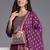 Purple Geometric Woven Design Thread Work Jacquard Kurta with Trousers & Dupatta