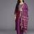 Purple Geometric Woven Design Thread Work Jacquard Kurta with Trousers & Dupatta