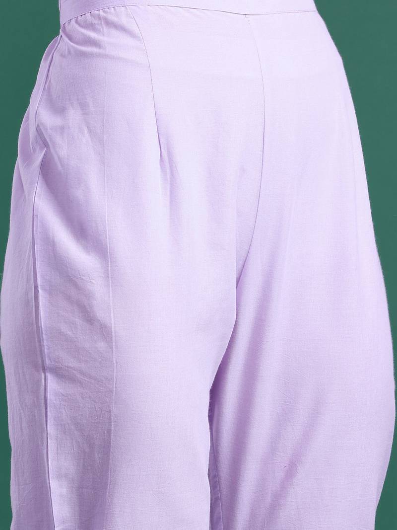 Ethnic Motifs Embroidered  Cotton Kurta with Trousers & Dupatta