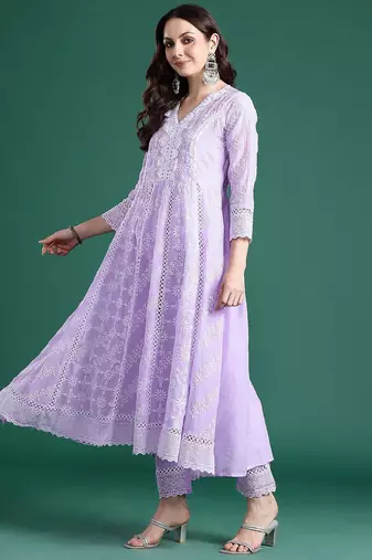 Ethnic Motifs Embroidered Pure Cotton Kurta with Trousers & Dupatta