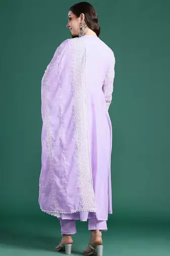 Ethnic Motifs Embroidered Pure Cotton Kurta with Trousers & Dupatta