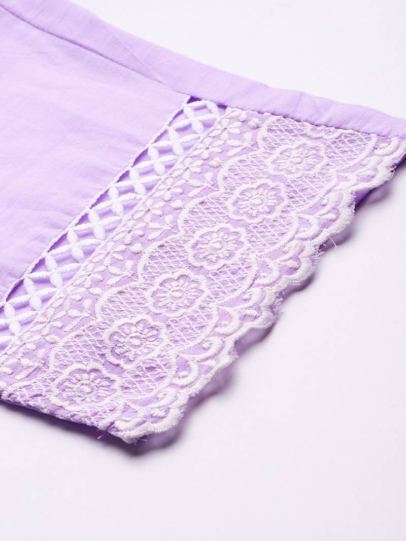 Ethnic Motifs Embroidered  Cotton Kurta with Trousers & Dupatta
