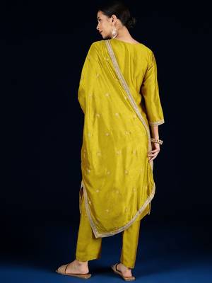 Women Embroidered Kurta with Trousers & Dupatta 6