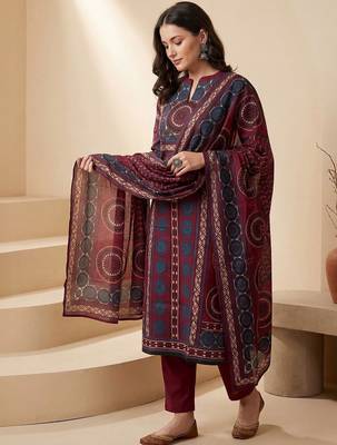 Women Ethnic Motifs Printed Mirror Work Pure Cotton Kurta & Trousers With Dupatta 1