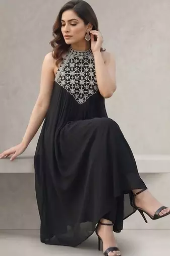 Women Ethnic Motifs Embroidered Regular Thread Work Kurta with Trousers