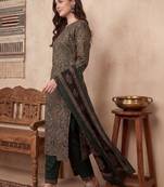 Women Ethnic Motifs Printed Regular Thread Work  Cotton Kurta with Trousers & With Dupatta