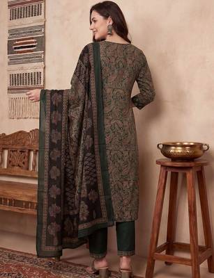 Women Ethnic Motifs Printed Regular Thread Work  Cotton Kurta with Trousers & With Dupatta 4