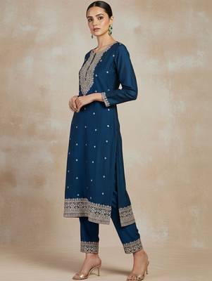 Women Ethnic Motifs Embroidered Regular Thread Work Kurta with Trousers & With Dupatta 2