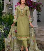 Women Embroidered Straight  Cotton Kurta Trousers With Dupatta set