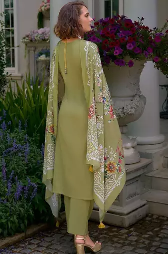 Women Embroidered Straight  Cotton Kurta Trousers With Dupatta set