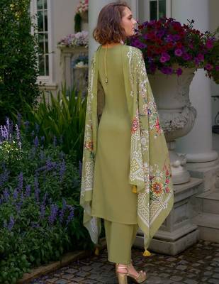 Floral Embroidered Mirror Work Pure Cotton Kurta With Trousers & Dupatta 4