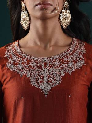 Women Floral Embroidered Regular Kurta with Trousers & With Dupatta 3