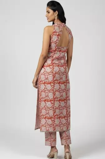 Women Floral Printed Regular Kurta with Trousers
