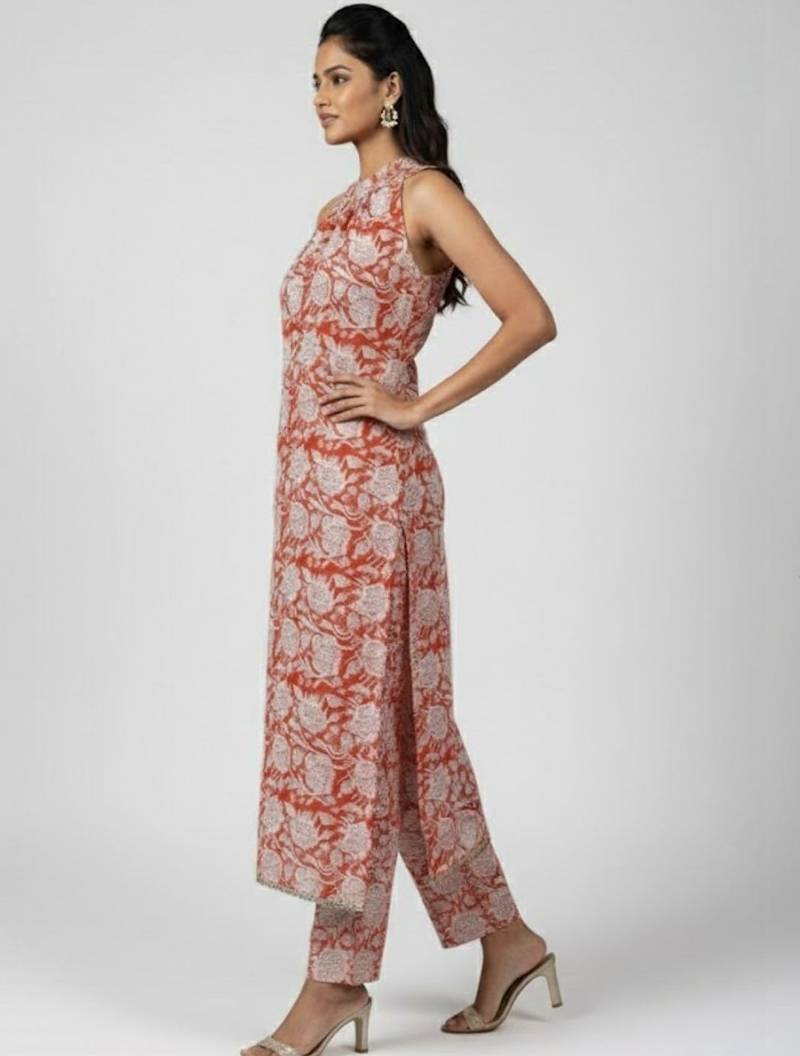 Women Floral Printed Regular Kurta with Trousers
