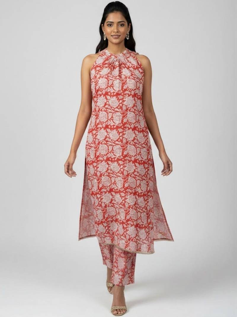 Women Floral Printed Regular Kurta with Trousers