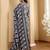 Blue Floral Printed Notch Neck Straight Kurta with Trousers & With Dupatta