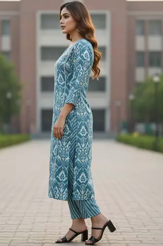 Women Floral Printed Regular Pure Cotton Kurta with Trousers & With Dupatta