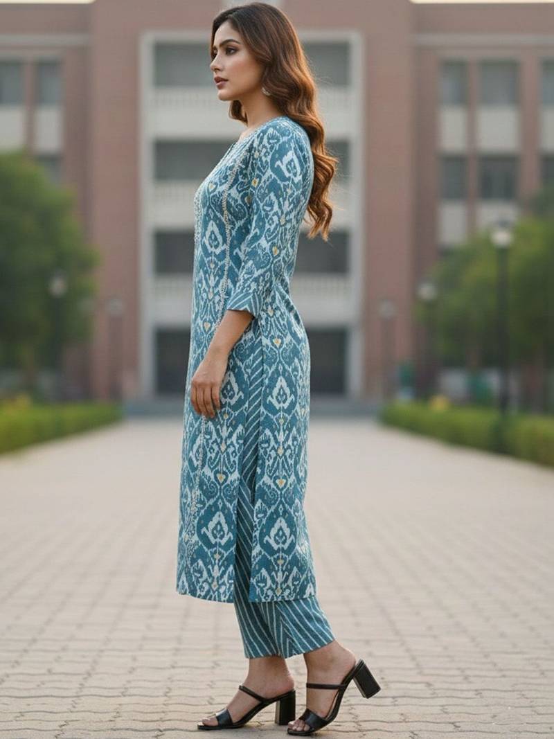 Women Floral Printed Regular  Cotton Kurta with Trousers & With Dupatta