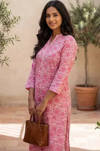 Women Floral Printed Regular  Cotton Kurta with Trousers & With Dupatta