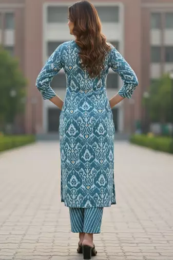 Women Floral Printed Regular Pure Cotton Kurta with Trousers & With Dupatta