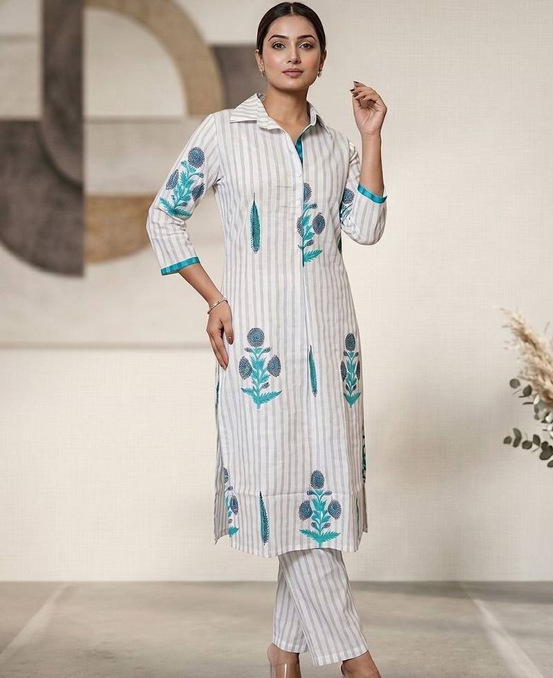 Women Printed Regular Kurta with Trousers