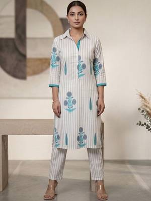 Women Printed Regular Kurta with Trousers 5