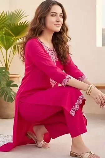 Women Ethnic Motifs Embroidered Regular Thread Work Kurta with Trousers & With Dupatta