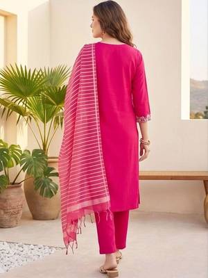 Women Ethnic Motifs Embroidered Regular Thread Work Kurta with Trousers & With Dupatta 5